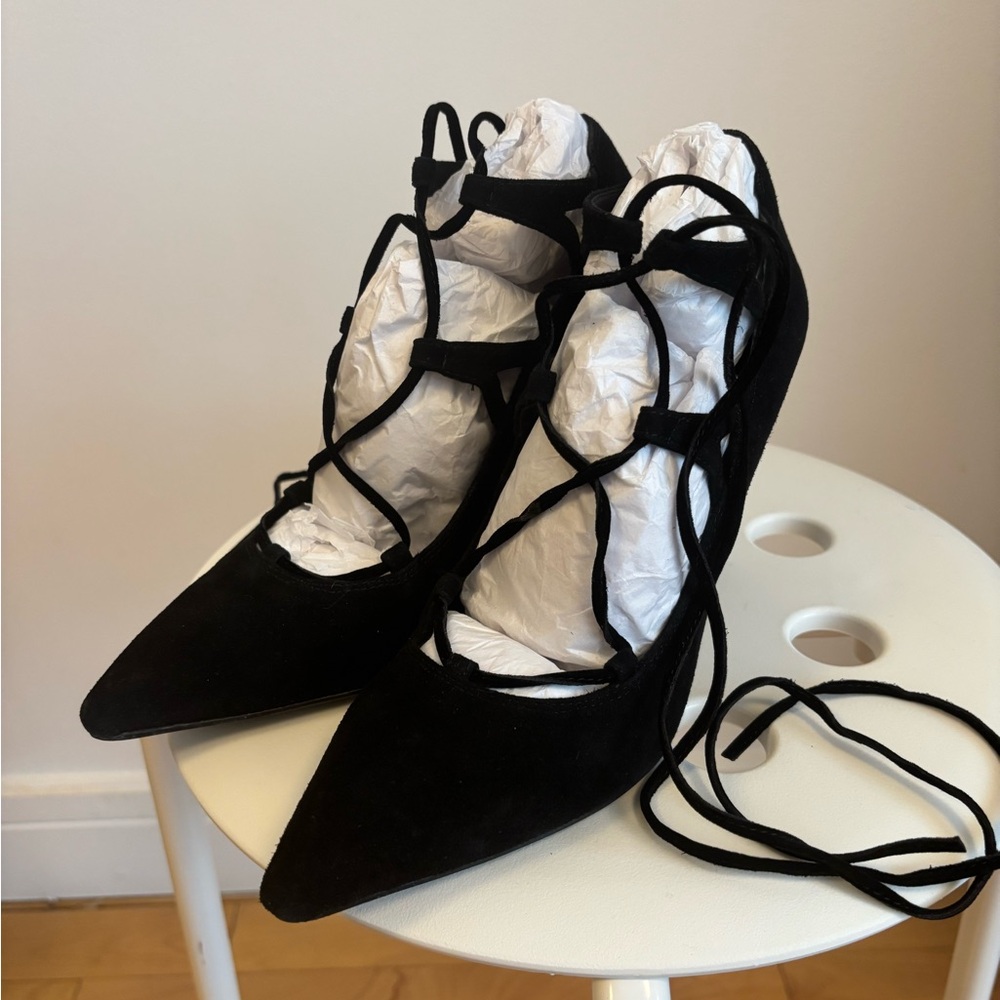 Jeffrey Campbell Black Lace Up Heels Size 7